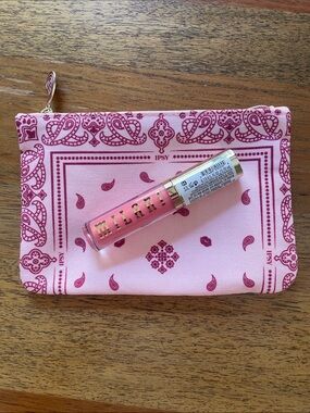 ipsy Pink Bandana-Print Cosmetic Pouch With Milani Lip Gloss